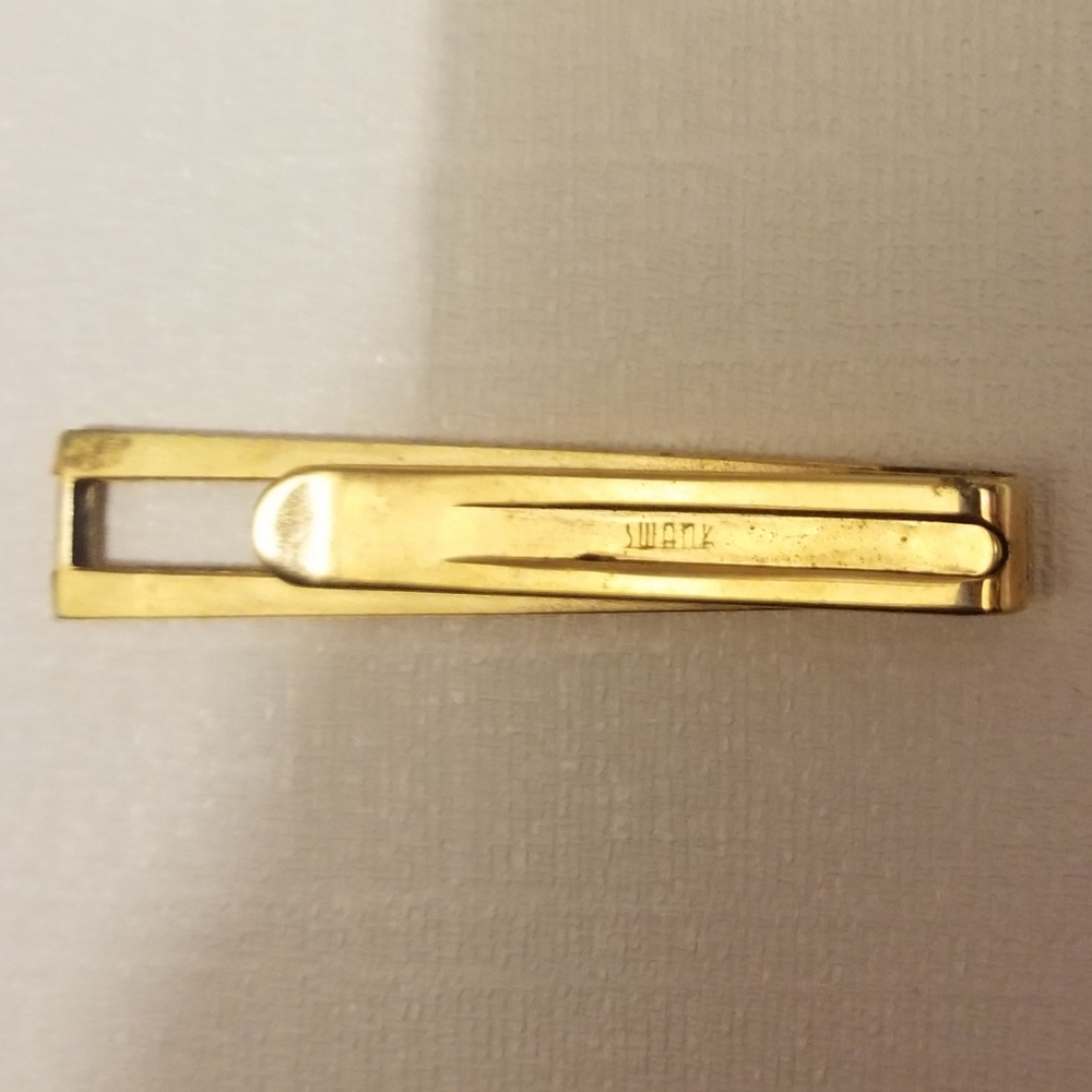 Vtg goldtone signed Swank tie clip- stained - Picture 3 of 3